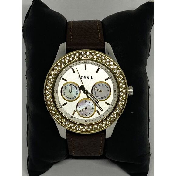 Fossil Stella ES2944 Women's Brown Leather Strap Analog Dial Quartz Watch EY476 - Picture 3 of 12